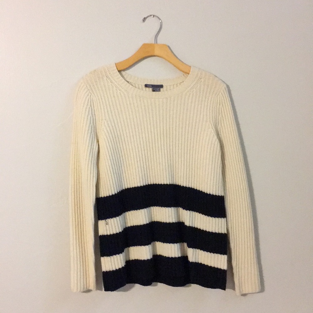 White with black stripes Vince sweater